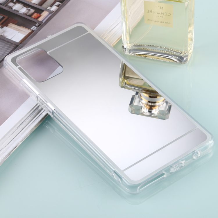 

For Samsung Galaxy A71 TPU + Acrylic Luxury Plating Mirror Phone Case Cover (Silver)