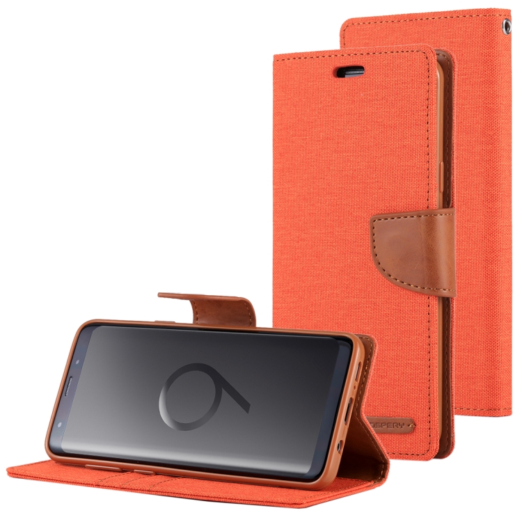 

GOOSPERY CANVAS DIARY for Galaxy S9+ Canvas Texture Horizontal Flip Leather Case with Holder & Card Slots & Wallet(Orange)