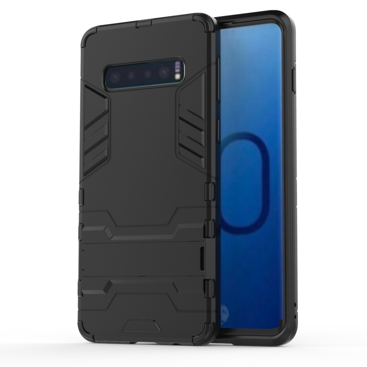 

Shockproof PC + TPU Case for Galaxy S10, with Holder (Black)