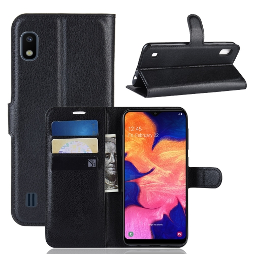 

Litchi Texture Horizontal Flip Leather Case for Galaxy A10, with Wallet & Holder & Card Slots (Black)