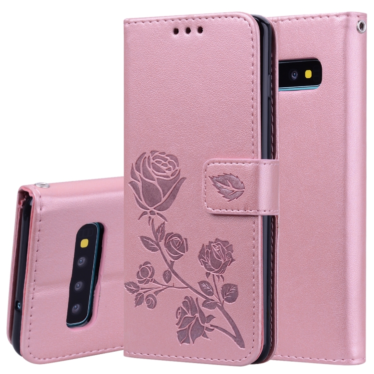 

Rose Embossed Horizontal Flip PU Leather Case for Galaxy S10 Plus, with Holder & Card Slots & Wallet (Rose Gold)