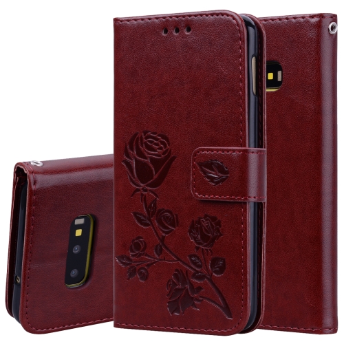 

Rose Embossed Horizontal Flip PU Leather Case for Galaxy S10e, with Holder & Card Slots & Wallet (Brown)