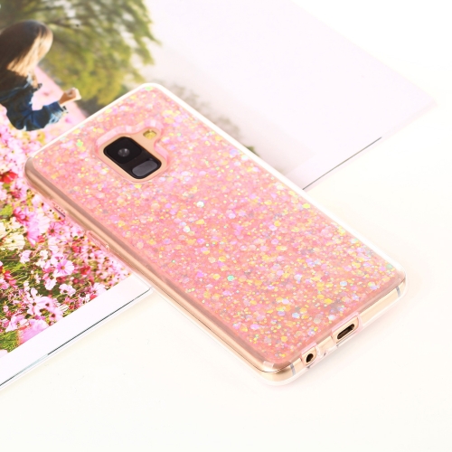 

For Galaxy A8 (2018) Glitter Powder Soft TPU Protective Case (Pink)