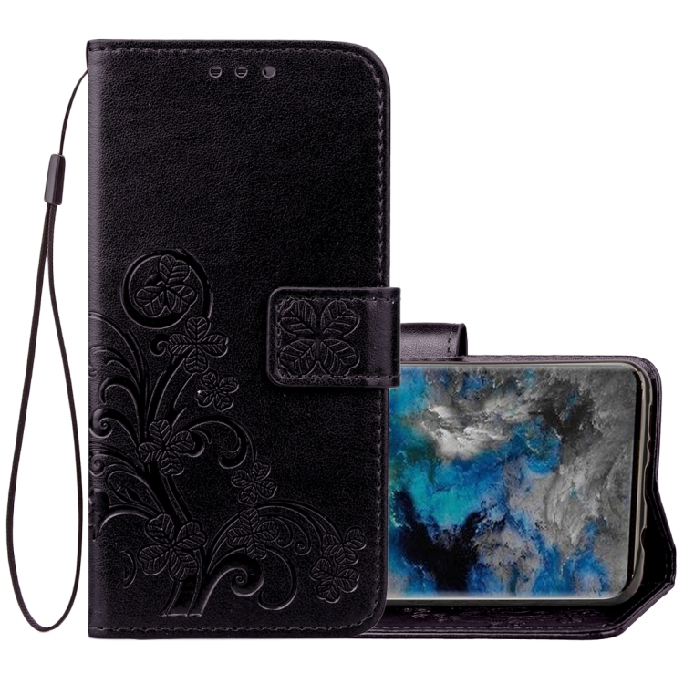 

For Galaxy S9 Lucky Clover Pressed Flowers Pattern Horizontal Flip Leather Case with Holder & Card Slots & Wallet & Hand Strap (Black)