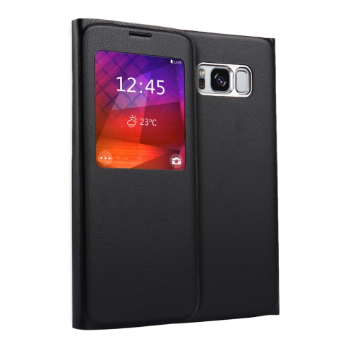 

For Galaxy S8 Litchi Texture Horizontal Flip Leather Case with Call Display ID (Black)