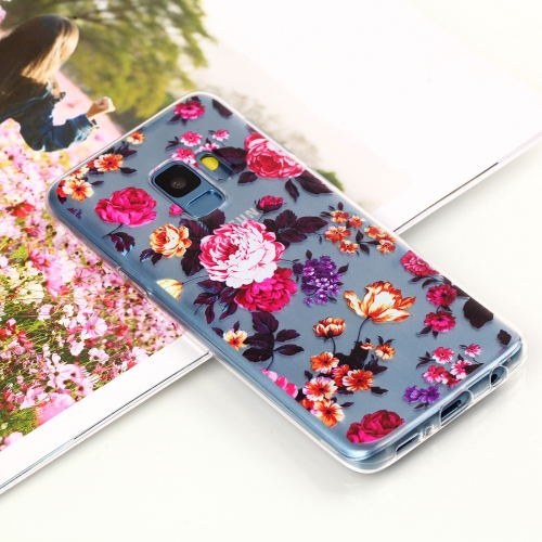 

For Galaxy S9 Big Flower Pattern Clear Oil Embossed Soft TPU Protective Back Case