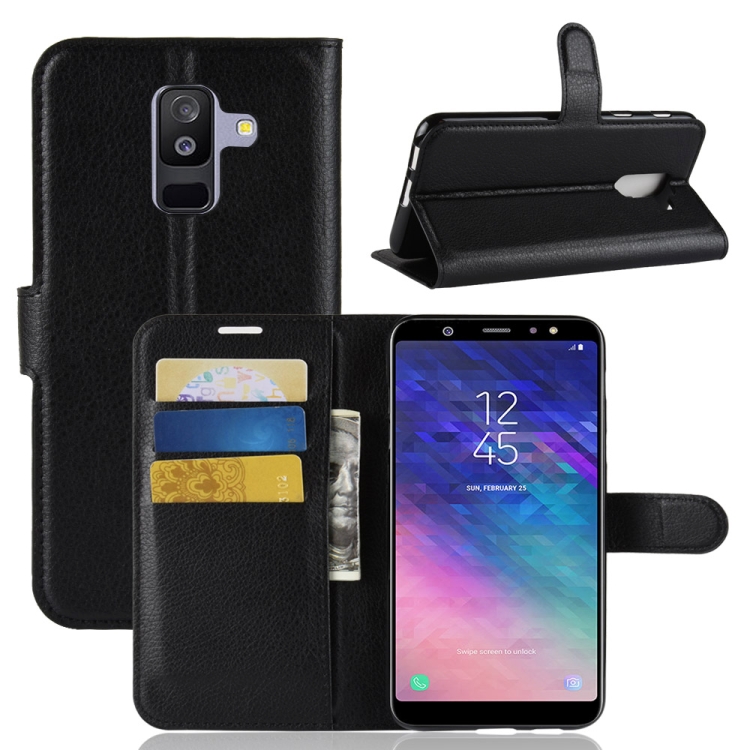 

For Galaxy A6+ 2018 Litchi Texture Horizontal Flip Leather Case with Holder & Card Slots & Wallet(Black)