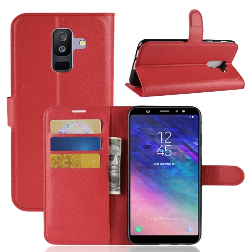 

For Galaxy A6+ 2018 Litchi Texture Horizontal Flip Leather Case with Holder & Card Slots & Wallet(Red)