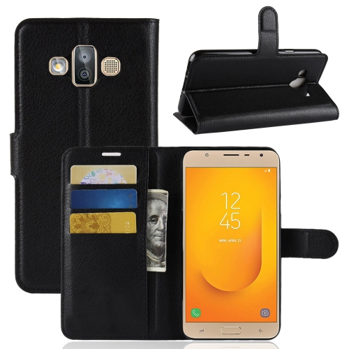 

For Galaxy J7 Duo Litchi Texture Horizontal Flip Leather Case with Holder & Card Slots & Wallet(Black)