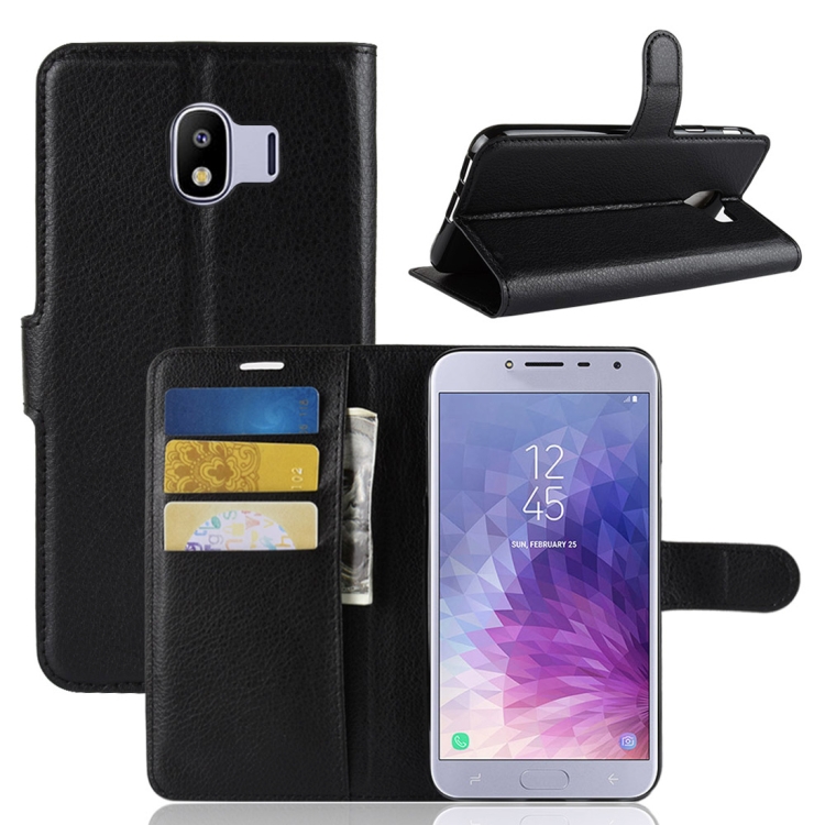 

Litchi Texture Horizontal Flip Leather Case for Galaxy J4 (2018) (EU Version), with Wallet & Holder & Card Slots (Black)