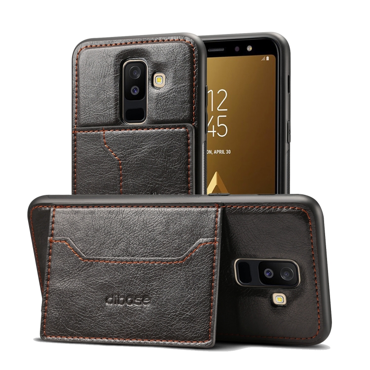 

Dibase TPU + PC + PU Crazy Horse Texture Leather Case for Galaxy A6+ (2018), with Holder & Card Slots(Black)