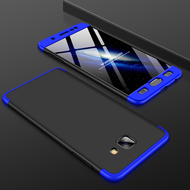 

GKK Three Stage Splicing Full Coverage PC Case for Galaxy J7 Max (Black+Blue)
