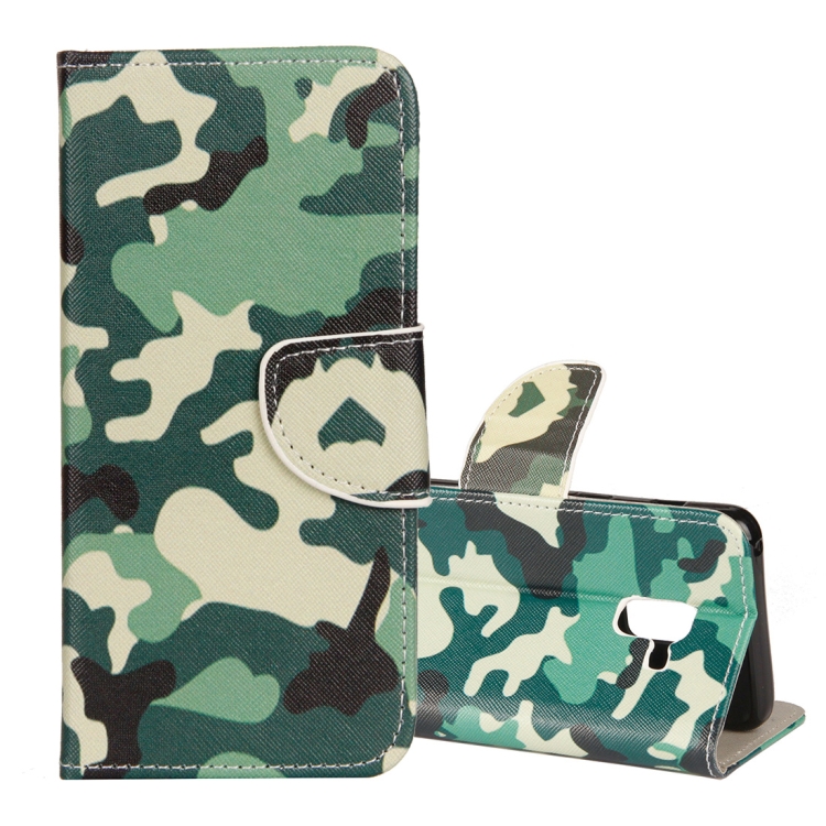 

Camouflage Pattern Cross Texture Horizontal Flip Leather Case for Galaxy J6 (2018) (EU Version), with Holder & Card Slots & Wallet