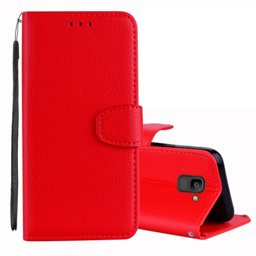 

Litchi Texture Horizontal Flip Leather Case for Galaxy J6 (2018) (EU Version) , with Wallet & Holder & Card Slots & Lanyard (Red)