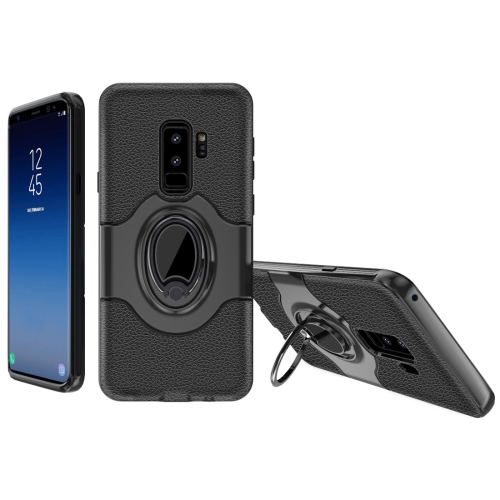 

Dropproof Full Coverage Protective Case Cover for Galaxy S9+, with Magnetic Rotatable Ring Holder (Black)