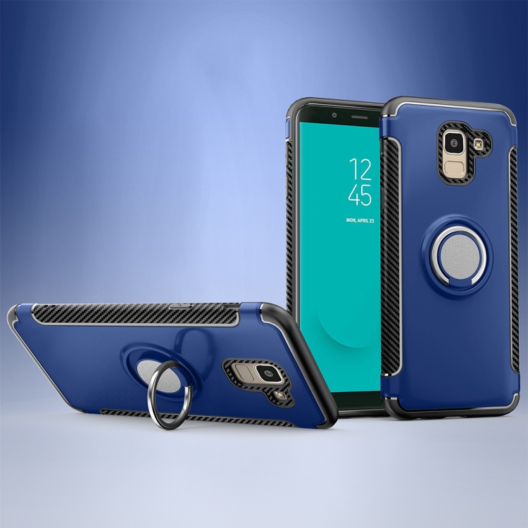 

Magnetic 360 Degree Rotation Ring Armor Protective Case for Galaxy J6 (2018)(Blue)
