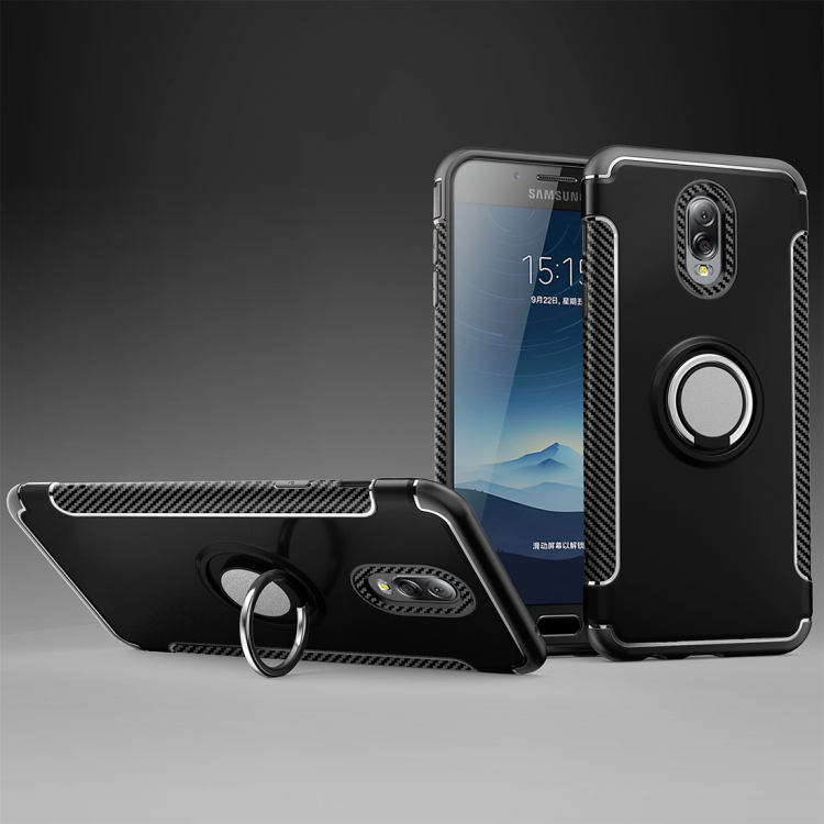 

Magnetic 360 Degree Rotation Ring Armor Protective Case for Galaxy C8 / J7 Plus(Black)