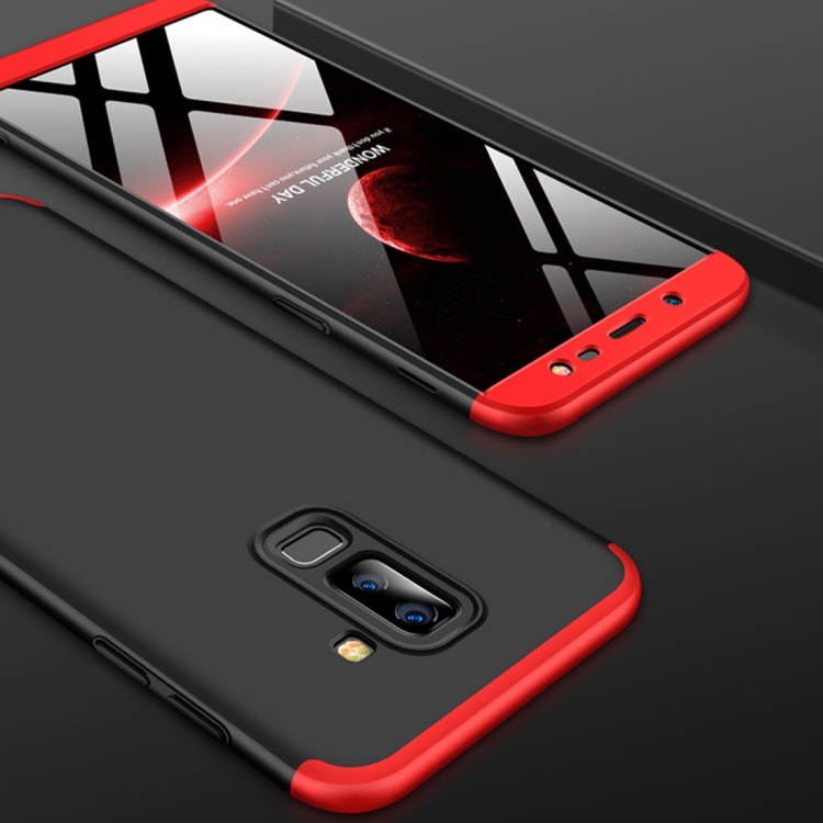 

GKK Three Stage Splicing Full Coverage PC Case for Galaxy J8 (2018) (Black+Red)