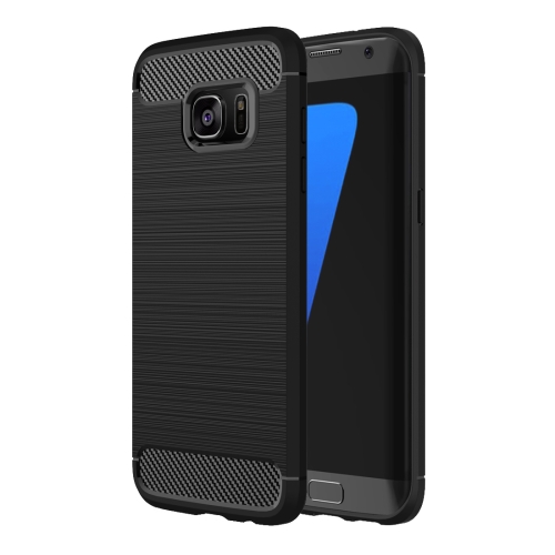 

For Galaxy S7 Edge / G935 Brushed Texture Fiber TPU Rugged Armor Protective Case(Black)