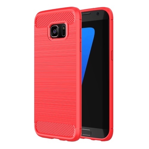 

For Galaxy S7 Edge / G935 Brushed Texture Fiber TPU Rugged Armor Protective Case(Red)