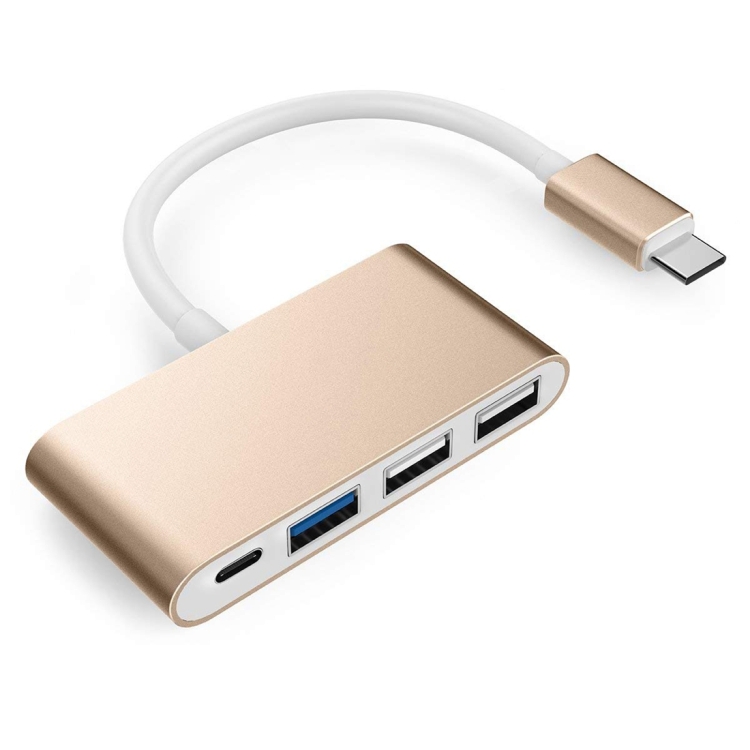 

Type C to Type C and USB 3.0 USB 2.0 Port HUB Adapter for New MacBook Pro with Touch Bar(Gold)
