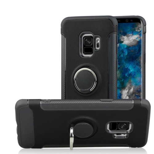

For Galaxy S9 TPU + PC Shockproof Protective Back Case with Rotatable Ring Holder(Black)