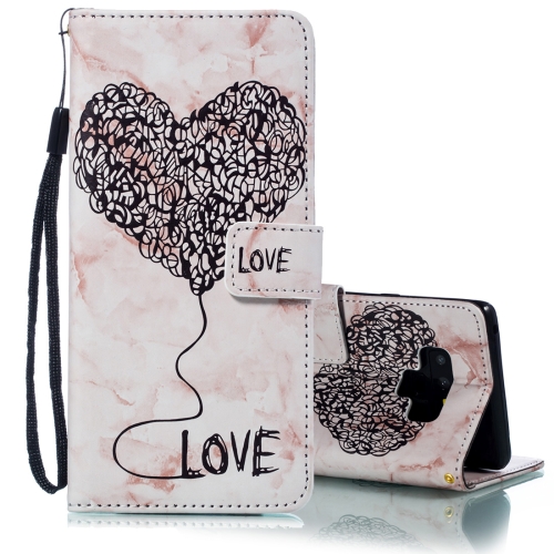 

Heart + Marble Pattern Horizontal Flip Leather Case for Galaxy Note9, with Holder & Card Slots & Wallet & Lanyard(Coffee)