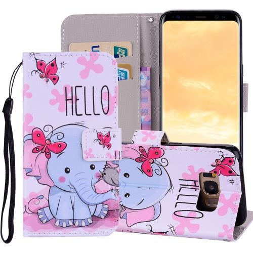 

Butterfly Elephant Pattern Colored Drawing Horizontal Flip Leather Case for Galaxy S8, with Holder & Card Slots & Wallet & Lanyard
