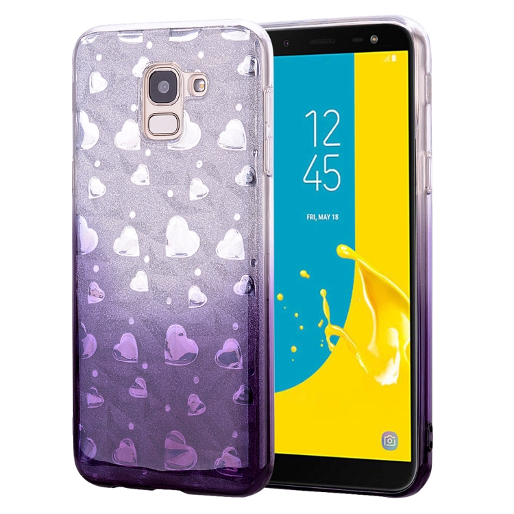 

Heart Pattern Diamond Texture TPU Protector Back Cover Case for Galaxy J6 (2018)(Grey)