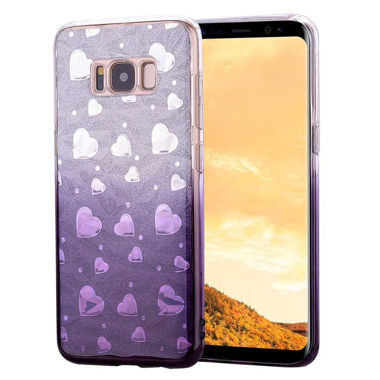 

Heart Pattern Diamond Texture TPU Protector Back Cover Case for Galaxy S8(Grey)