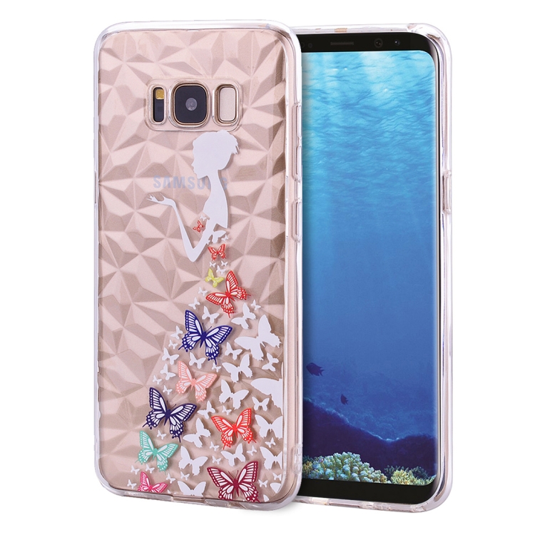 

Butterfly Girl Pattern Diamond Texture TPU Protector Back Cover Case for Galaxy S8