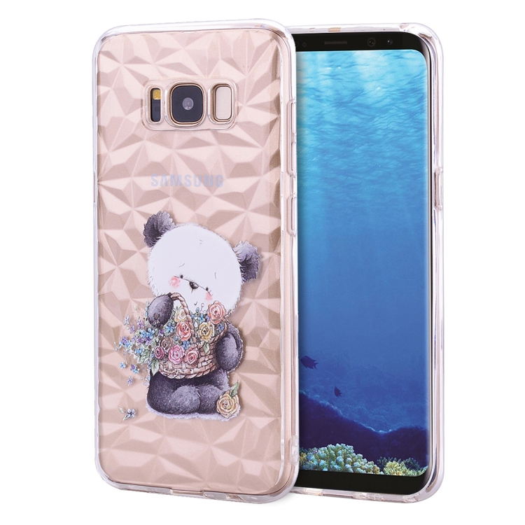 

Bear Pattern Diamond Texture TPU Protector Back Cover Case for Galaxy S8+ / G955