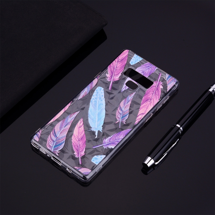 

Colorful Feather Pattern Diamond Texture TPU Protector Back Cover Case for Galaxy Note9