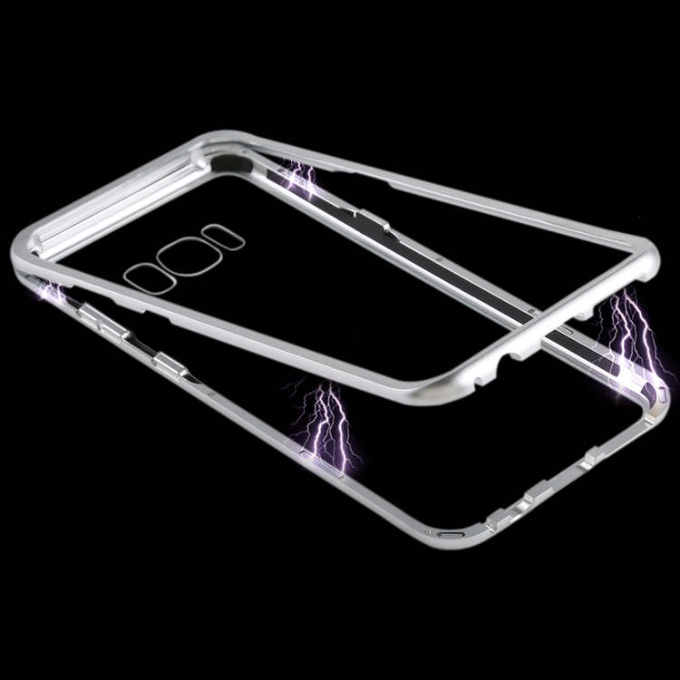 

Magnetic Metal Frame Tempered Glass Case for Galaxy S8(Silver)