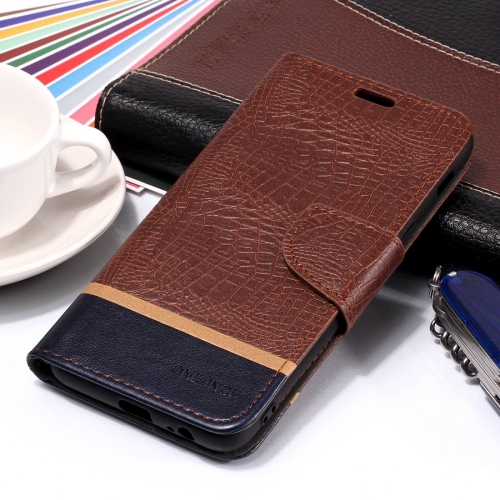 

Crocodile Texture Horizontal Flip Leather Case for Galaxy J8 (2018), with Holder & Card Slots (Brown)
