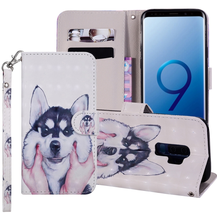 

Husky Pattern Colored Drawing Horizontal Flip Leather Case for Galaxy S9+, with Holder & Card Slots & Wallet & Lanyard