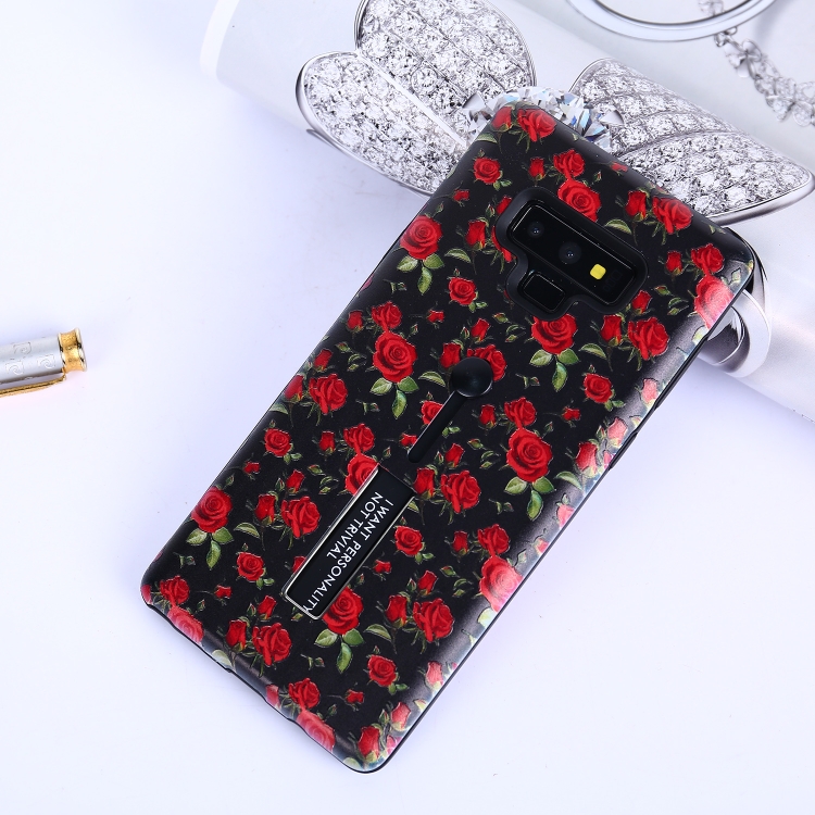 

Flowers Pattern Embossed Painted TPU + PC Case with Holder for Galaxy Note9