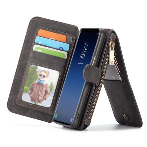 

CaseMe for Galaxy S9 Crazy Horse Texcture Detachable Horizontal Flip Leather Case with Card Slot & Holder & Zipper Wallet & Photo Frame(Black)