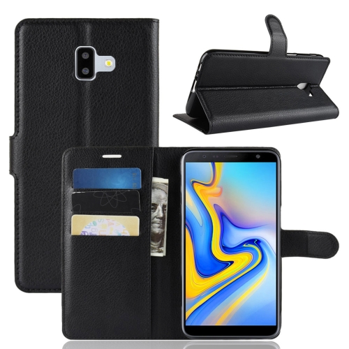 

Retro Crazy Horse Texture Horizontal Flip Leather Case for Galaxy J6+, with Holder & Card Slots & Wallet (Black)