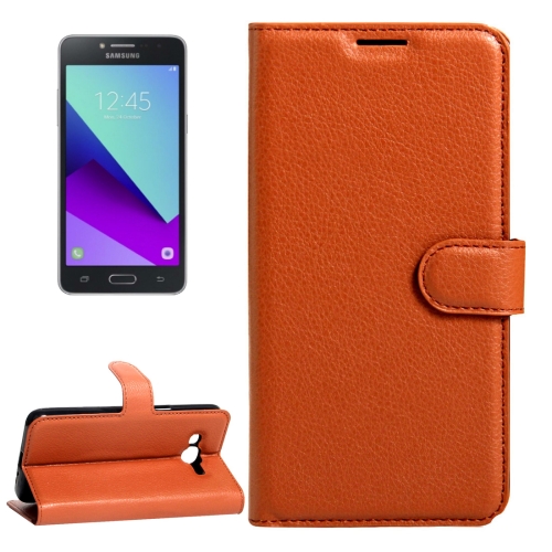 

For Galaxy J2 Prime Litchi Texture Horizontal Flip Leather Case with Magnetic Buckle & Holder & Card Slots & Wallet (Brown)