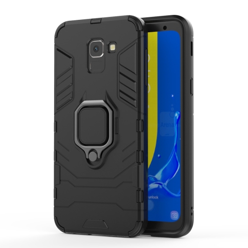 

PC + TPU Shockproof Protective Case for Galaxy J6 2018 (EU Version), with Magnetic Ring Holder(Black)