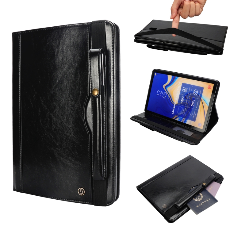 

Horizontal Flip Leather Case for Galaxy Tab S4 T830 10.5 inch, with Double Card Slots & Pen Slots & Holder & Wallet & Photo Frame(Black)