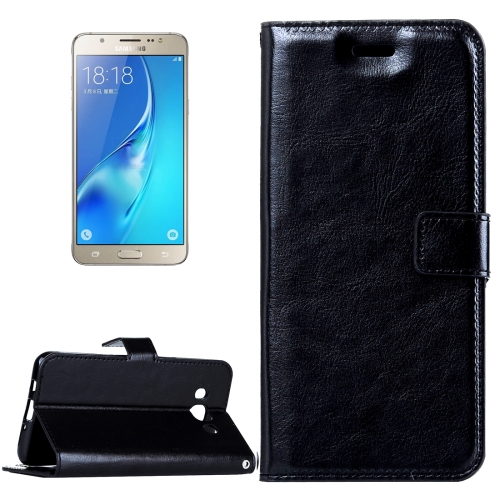 

For Galaxy J5 (2016) / J510 Crazy Horse Texture Horizontal Flip Leather Case with Magnetic Buckle & Holder & Card Slots & Wallet & Photo Frame(Black)