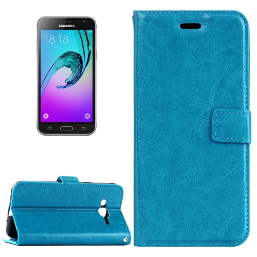 

For Galaxy J3 (2016) / J310 Crazy Horse Texture Horizontal Flip Leather Case with Magnetic Buckle & Holder & Card Slots & Wallet & Photo Frame(Blue)