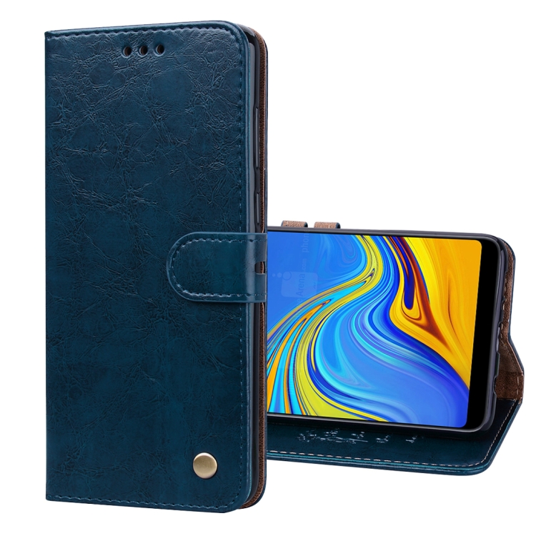 

Business Style Oil Wax Texture Horizontal Flip Leather Case for Samsung Galaxy A9 (2018) / A9s, with Holder & Card Slots & Wallet c(Blue)