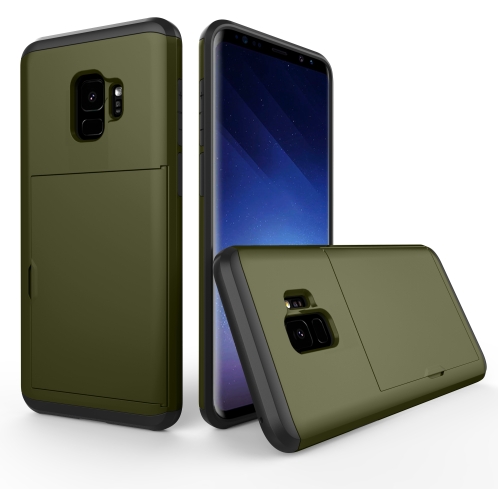 

For Galaxy S9 TPU + PC Dropproof Protective Back Cover Case with Card Slot(Army Green)