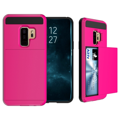

For Galaxy S9+ Detachable Dropproof Protective Back Cover Case with Slider Card Slot(Magenta)