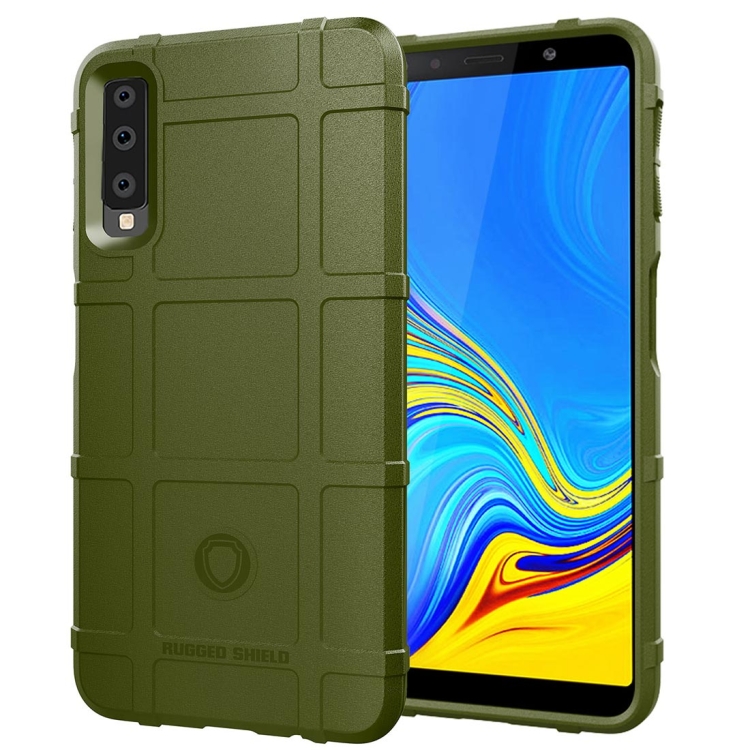

Shockproof Protector Cover Full Coverage Silicone Case for Galaxy A7 2018 (Army Green)