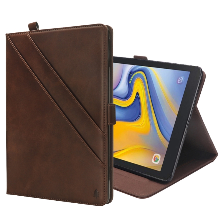 

Horizontal Flip Double Holder Leather Case for Galaxy Tab A 8.0 (2018) T387, with Card Slots & Photo Frame & Pen Slot (Dark Brown)