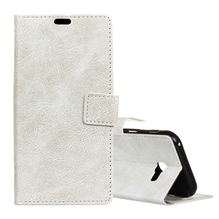 

Retro Crazy Horse Texture Horizontal Flip Leather Case for Galaxy J4+, with Holder & Card Slots & Photo Frame (White)